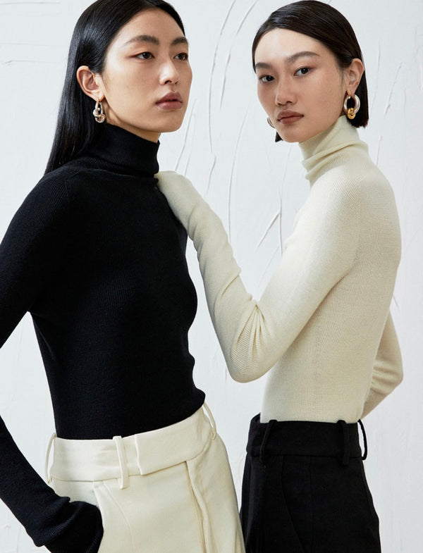 Seamless double-kniited merinowool  turtleneck sweater (Buy any 2pcs+ will get 60%off)