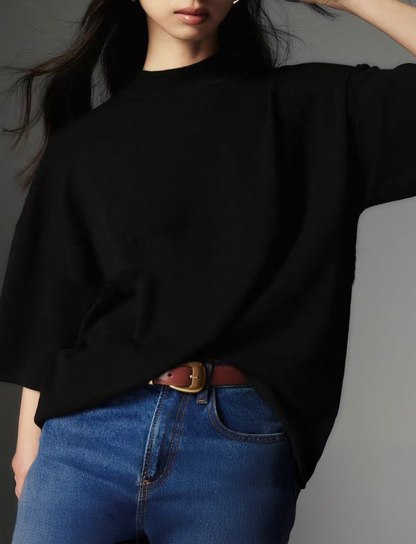 German Wool turtleneck silhouette knitted short sleeves (Buy any 2pcs+ will get 60%off)